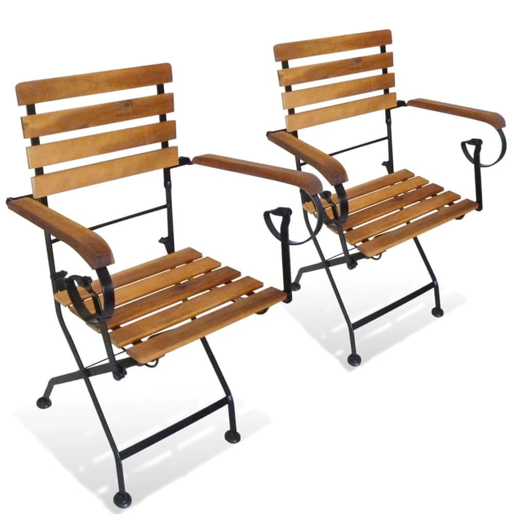 Vidaxl Skladacie záhradné stoličky 2 ks, oceľ a akáciový masív